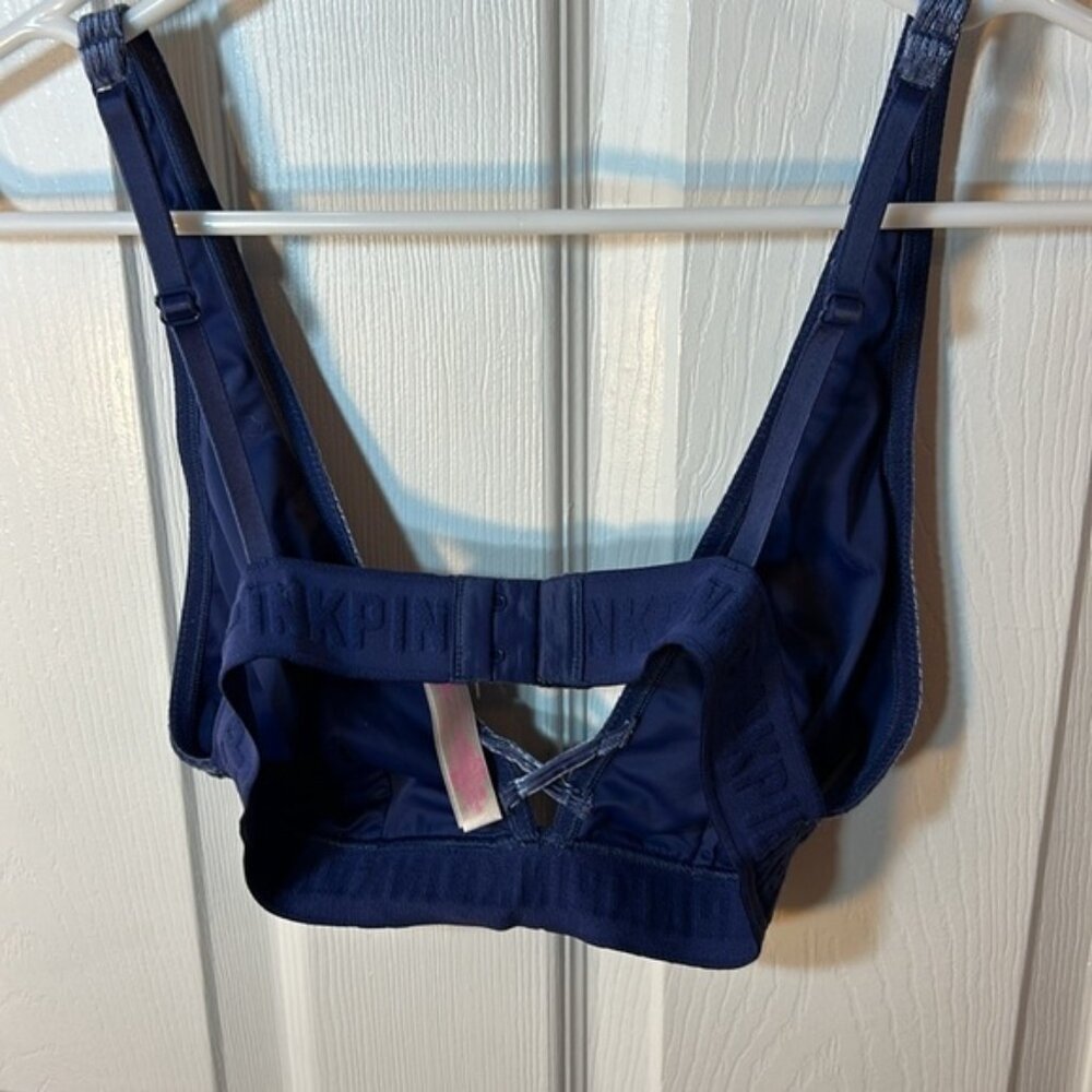 Size medium pink Victorias Secret unlined, purple velvet ribbed bralette - Picture 5 of 7